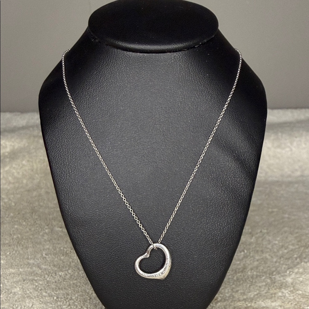 Tiffany & Co. Elsa Peretti Open Heart Pendant Necklace – Sterling Silver, 16” ||